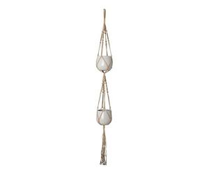 Artevasi MACRAMÉ, Suspension Plantes Macramé, Décoration Jardin, Intérieur, Extérieur, 2 vases à Suspendre, Doble NŒUD CARRÉ Naturel 120 CM