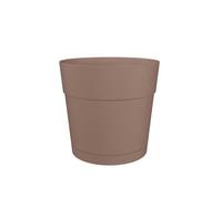 Pot a fleurs et plantes rond CAPRI LARGE - Plastique - Réservoir d'eau - diametre 35 cm - Taupe -