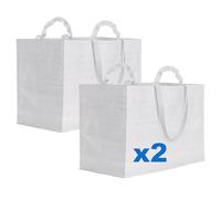 Artexia Sac de courses robuste - Maxi cabas en polypropylène recyclé laminé avec soufflet et doubles poignées, Blanc, 57x40x30cm