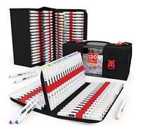 ARTEZA 120 feutres à alcool double pointe EverBlend | 120 couleurs vives | 1 feutre pour mixer| Feutre coloriage pointe fine et biseautée | Feutres manga | Feutres coloriage adultes et enfants