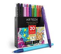 ARTEZA 20 stylos gel rétractables | Stylo de couleur pointe fine de 0,7 mm | Stylos aux couleurs assorties et uniques | Stylo gel coloriage adulte et enfant | Coloriage adulte et écriture