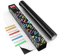 Arteza Autocollant tableau noir pour mur (45 cm x 5 m) - 8 Craies - Très bonne tenue - Papier autoadhésif tableau noir pour enfants, bureau