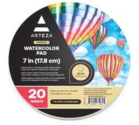 Arteza Bloc de papier rond pour aquarelle [17,8 cm de diamètre, 20 feuilles] papier rond pour aquarelle avec papier épais 300 GSM pour le dessin, les croquis, la peinture acrylique et aquarelle