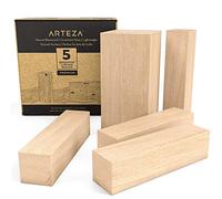 Arteza blocs de sculpture en tilleul pour la sculpture, l'artisanat et la menuiserie - Ensemble de 5 pièces avec un bloc 4"x 2"x 2" et quatre blocs 4"x 1"x 1".