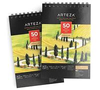 Arteza Cahier dessin A5 (14,8 x 21,0 cm | 2 carnets avec 100 feuilles en tout | Carnet croquis de 50 pages | Papier sans acide haut grammage 130 g/m2 | Carnet dessin reliure spirale