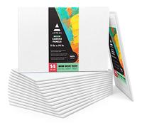 ARTEZA Canvas Boards for Painting, 11 x 14 Inches, Pack of 14, Blank White Canvas Panels for Acrylic, Oil, Gouache & Tempera Painting