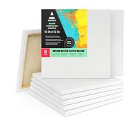 ARTEZA Chassis Entoilé À Peindre - 8 Toiles Coton de 12x12 (30x30 cm) / Cadre de Toile Blanche Enduit Grand Format/Peinture à Huile/Gouache/Acrylique/Materiel Art et Dessin