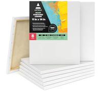 Arteza Chassis Entoilé À Peindre - 8 Toiles Coton de 28x36 cm (11x14") / Cadre de Toile Blanche Enduit Grand Format/Peinture à Huile/Gouache/Acrylique/Materiel Art et Dessin