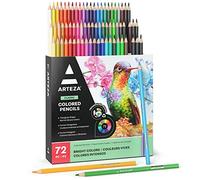 ARTEZA Crayons de couleur pour adultes avec étui, 72 crayons à dessin assortis de couleurs vives, ensemble de crayons pour livres de coloriage et journaux, forme triangulaire, fournitures d'art