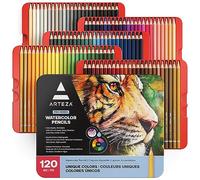 ARTEZA Crayons pour aquarelle professionnels, 120 crayons de couleur solubles dans l'eau pour techniques de mélange, de superposition et d'aquarelle.