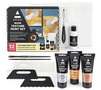 ARTEZA Ensemble de peinture acrylique de texture - Ensemble de peinture avec peintures acryliques métalliques (or, argent, bronze), toiles tendues de 20,3 x 25,4 cm, pâte à modeler et outils de