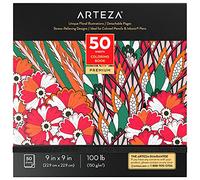 Arteza livre de coloriage pour adultes [22,8 x22,8 cm] motifs floraux, livre de coloriage calmant et antistress pour adultes avec 50 images différentes à une face