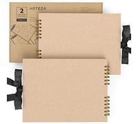 ARTEZA Lot de 2 albums photo et de scrapbooking - Couverture de loisirs créatifs - 40 feuilles noires - 21,6 x 27,9 cm - Reliure à spirale - Papier 250 g/m² - Pour bricolage, anniversaire, livre d'or