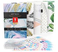 ARTEZA Lot de 5 petits carnets de poche A5 12,7 x 20,3 cm, 2 lignés, 2 à pois et 1 vierge couverture souple avec papier à lettre lisse, reliure cousue et poche intérieure