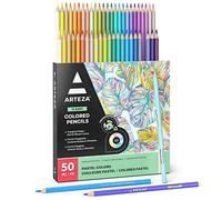 ARTEZA Lot de 50 crayons de couleur pastel pour adultes - Prise en main triangulaire - Fournitures d'art professionnelles pour artistes pour croquis et illustration