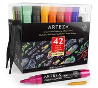 ARTEZA Marqueurs à craie liquides, Paquet de 42 couleurs à base d'eau avec 50 étiquettes gratuites pour tableau noir et des pointes remplaçables pour enfants, adultes, restaurants et bistrots