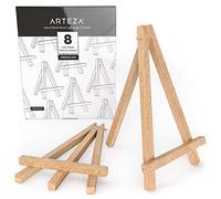 Arteza Mini Chevalet en bois 20,3 cm | Lot de 8 chevalets| Chevalet de table miniature | Idéal pour exposition de petits tableaux | Cartes de visite | Photos | Chevalet bois de hêtre solide