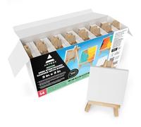 ARTEZA Mini toile vierge blanche 100% coton avec chevalet, 7,6x7,6 cm, toiles pré-enduites pour la peinture, coulage d'acrylique, peinture à l'huile et techniques d'art humide, paquet de 14