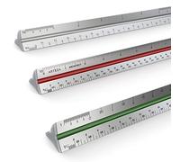 Arteza Règle Architecte à Échelle de Réduction Triangulaire, Aluminium Épais, Système Mesure Impériale, Longueur 12’’/30.48 cm, Qualité Professionnelle Avec Code Couleur, et 6x Échelles Différentes