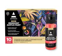 ARTEZA Set de peinture acrylique irisée, flacons de 60 ml, 10 couleurs caméléon, peinture chatoyante à haute viscosité, à base d'eau, mélangeable, pour toile, bois, roches, tissus
