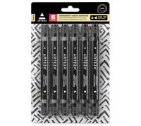 ARTEZA Textilstifte schwarz, 6 Textilmarker mit Doppelspitze, permanente waschmaschinenfeste Stoffmalstifte zum Kleidung Färben & Bemalen von Jeans, T-Shirts, Schuhen, Taschen, Jacken