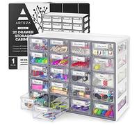 ARTEZA Tiroirs de Rangement de Bureau, 20 tiroirs Transparents pour stylos, Clips, Couture et Fournitures d'artisanat, Organisation de la Maison, du Bureau et de la Salle de Classe - Gris