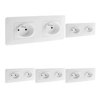 Artezo Double prise 2P+T 16A précâblée Blanc (Lot de 5)