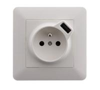 Zenitech - Prise 2P+T 16A équipée d'un port USB 2,4A - Blanc - Artezo