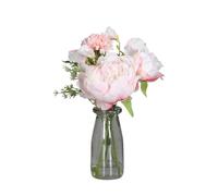 ARTF-Bouquet de fleurs artificielles roses dans vase illusion d’eau - 32 cm