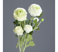 ARTF-Fleur artificielle renoncule blanche x 3 avec feuillage vert - 62 cm