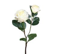 ARTF-Rose artificielle blanche avec une fleur et un bouton - 57 cm