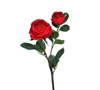 ARTF-Rose artificielle rouge avec une fleur et un bouton - 57 cm