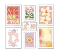 ARTFAVES® Ensemble d'affiches decoration murale - Abstract Dopamine Decor - 8 poster moderne Salon et chambre - Décoration dopamine, été, printemps, coloré, abstrait, art, rose - sans cadre