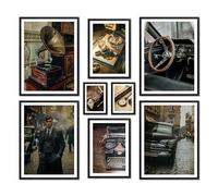 ARTFAVES® Ensemble d'affiches decoration murale - Vintage London - 8 poster moderne Salon et chambre - Décoration murale vintage Peaky Blinders, collage d'affiches à Londres - cadres noirs