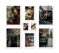 ARTFAVES® Ensemble d'affiches decoration murale - Vintage London - 8 poster moderne Salon et chambre - Décoration murale vintage Peaky Blinders, collage d'affiches à Londres - sans cadre