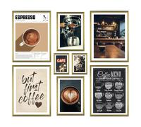 ARTFAVES® - Lot d'affiches - L'AMOUR DU CAFÉ - Décoration murale 8 affiches modernes Décoration café, expresso, heure du café - cadres noirs