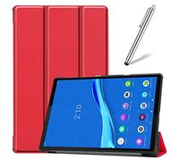 Artfeel Coque pour Lenovo Tab M10 Plus TB-X606F,Étui Cuir à Rabat Mince Léger avec Support Pliable,Réglable Multi-Angle Béquille Folio Flip Tablette Housse,Red
