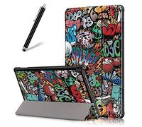 Artfeel Coque pour Lenovo Tab M10 TB-X605/TB-X505,Étui Cuir à Rabat Mince Léger avec Support Pliable,Réglable Multi-Angle Béquille Folio Flip Tablette Housse,Graffiti