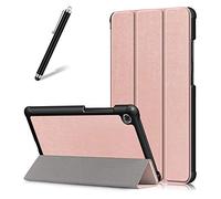 Artfeel Coque pour Lenovo Tab M7 TB-7305F,Étui Cuir à Rabat Mince Léger avec Support Pliable,Réglable Multi-Angle Béquille Folio Flip Tablette Housse,Or Rose