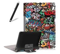 Artfeel Coque pour Lenovo Yoga Smart Tab/Yoga Tab 5 YT-X705F 10.1,Étui Cuir à Rabat Mince Léger avec Support Pliable,Réglable Multi-Angle Béquille Slim Folio Flip Tablette Housse,Graffiti