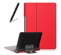 Artfeel Coque pour Lenovo Yoga Smart Tab/Yoga Tab 5 YT-X705F 10.1,Étui Cuir à Rabat Mince Léger avec Support Pliable,Réglable Multi-Angle Béquille Slim Folio Flip Tablette Housse,Rouge