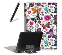 Artfeel Coque pour Lenovo Yoga Smart Tab/Yoga Tab 5 YT-X705F 10.1,Étui Cuir à Rabat Mince Léger avec Support Pliable,Réglable Multi-Angle Béquille Slim Folio Flip Tablette Housse,Papillon