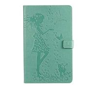 Artfeel Coque pour Samsung Galaxy Tab A 10.1 Pouce 2019 T510,Mignon Fille Chat en Relief Flip Cuir Portefeuille Étui,Mince Léger Magnétique Support Housse avec Porte-Carte,Oiseau Vert