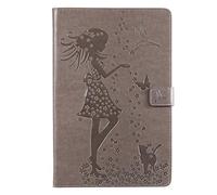 Artfeel Coque pour Samsung Galaxy Tab S5e 10.5 Pouce 2019 T720,Mignon Fille Chat en Relief Cuir Portefeuille Support à Rabat Étui avec Porte-Carte et Réveil/Sommeil Auto,Oiseau Gris