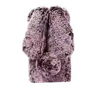 Artfeel Peluche Lapin Coque pour Samsung Galaxy S9 Plus, Mignonne Velu Oreilles de Lapin Poilu Boule de Cheveux Hiver Souple Chaud Duveteux Étui,Fausse Fourrure Briller Diamant Housse-Marron
