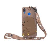 Artfeel Portefeuille Coque pour Huawei P Smart Plus/Nova 3i,Mignon Dessin Animé 3D Animaux Souple Silicone TPU Étui avec Fermeture éclair Poche et Lanière Dragonne Housse,Ours Marron