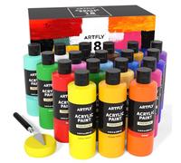 ARTFLY Peinture Acrylique Kit, Set de 18 Couleurs × 8.45oz/250ml, Non Toxique, Riche Pigmentée, Peintures pour Débutant et Artiste pour Papier, Roche, Bois, céramique, Tissu