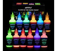 ARTFLY Peinture Fluorescente Kit Acrylique Luisant Dans Le Noir, 12 couleurs 30ml/1oz Parfaite Pour DIY, Décorations d'Halloween et de Noël