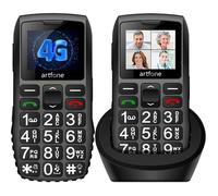 Artfone 4G Volte Téléphone Senior Débloqué - Grandes Touches, SOS, Volume Élevé, USB-C, Noir