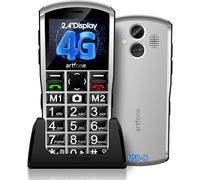 artfone A400 Pro 4G Téléphone Senior Portable Débloqué avec Grandes Touches丨Volume très fort丨Bouton SOS丨une caméra de 2MP丨1800mAh Batterie丨Lampe Torche et Station de Charge丨écran de 2.4" 丨FM - Argent